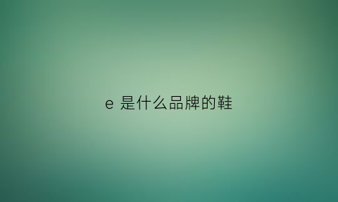 e是什么品牌的鞋(essensole是什么品牌的鞋)